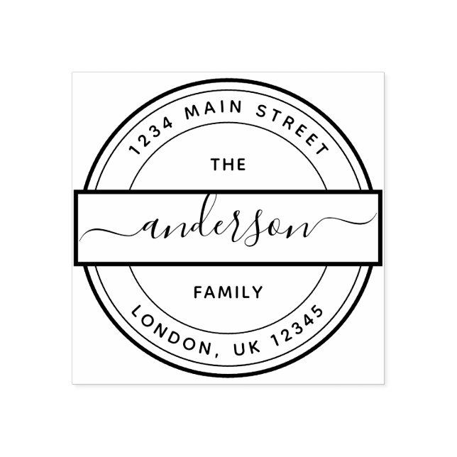 Custom Script Family Name Return Address Rubber Stamp (Imprint)