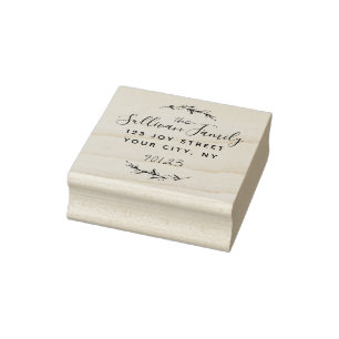 Custom Script Family Name Return Address Rubber Stamp