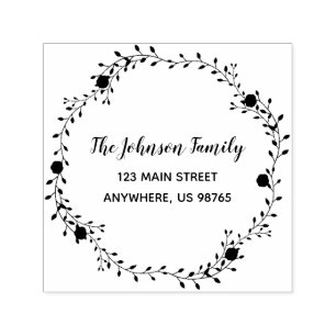 Custom Script Family Name Return Address Self-inking Stamp