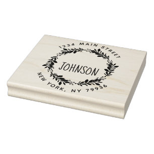 Custom Script Family Name Round Return Address Rub Rubber Stamp