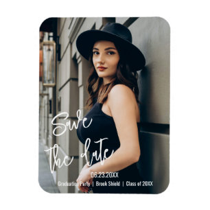 Custom Script Graduation Party Photo Save The Date Magnet