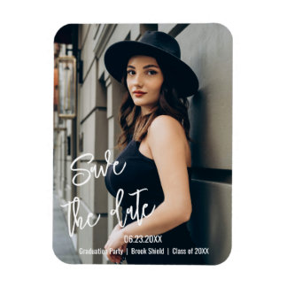 Custom Script Graduation Party Photo Save The Date Magnet