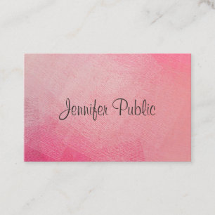 Custom Script Handwritten Text Pink Template Business Card