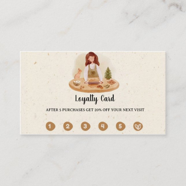 custom script logo bakery business loyalty card (Front)