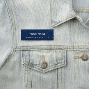 Custom Script Modern Blue Tech Professional Name Tag