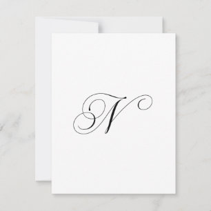 Custom Script Monogram "N" Card