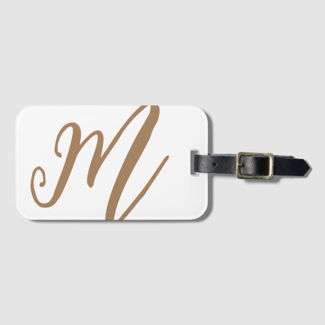 Custom Script Monogram Name Modern Gold Luggage Tag (Front Horizontal)