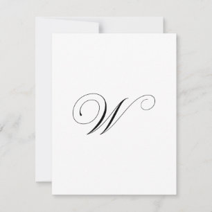 Custom Script Monogram "W" Card