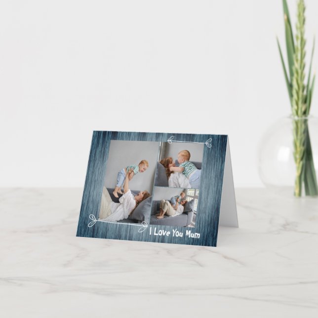 Custom Script Mother's day Photos Folded Thank You Card (Front)