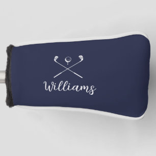 Custom Script Name Golf Clubs Navy Blue Head Cover