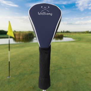 Custom Script Name Golf Clubs Navy Blue Head Cover
