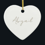 Custom Script Name Heart Ceramic Tree Decoration<br><div class="desc">Script Name Simple Heart Ornament.  Year on the back.</div>