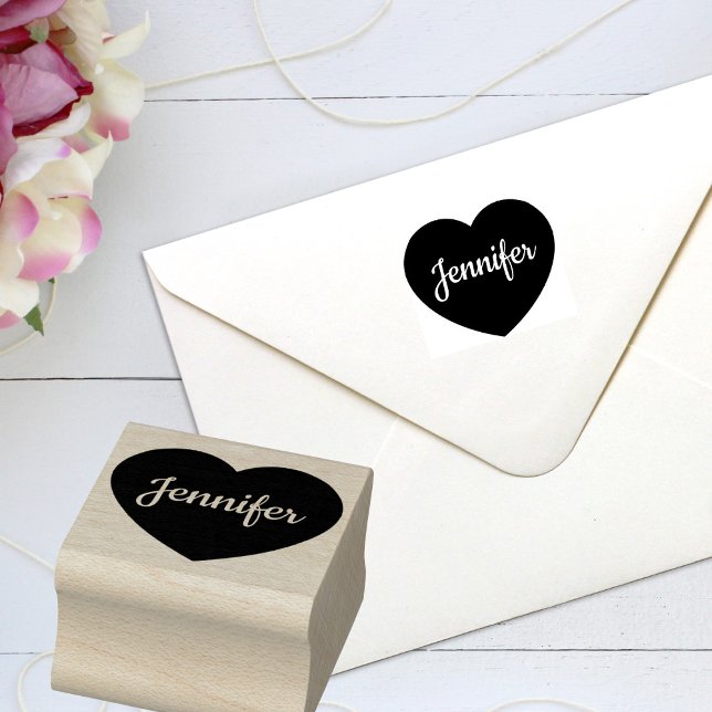 Custom Script Name Personalised Heart Rubber Stamp (Creator Uploaded)