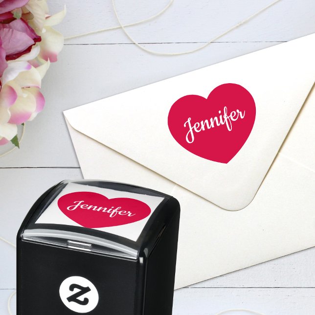 Custom Script Name Personalised Heart Self-inking Stamp (Creator Uploaded)