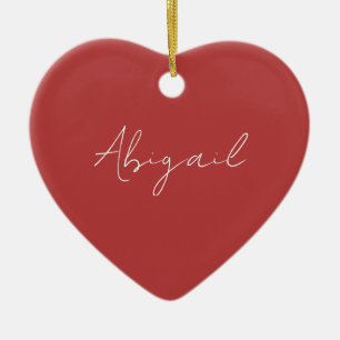 Custom Script Name Red & White Ceramic Tree Decoration