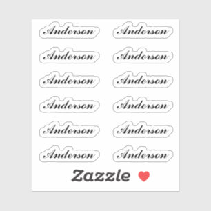Custom Script Name Stickers One Dozen Per Sheet