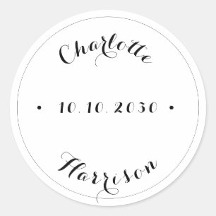 Custom script names date wedding favour sticker
