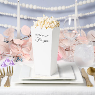 Custom Script Personal Text Classic White Popcorn Favour Box