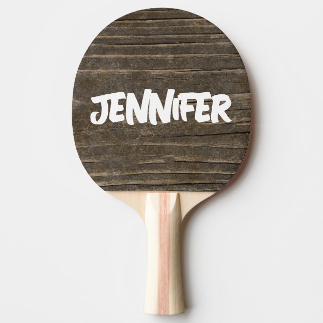 CUSTOM SCRIPT RUSTIC WOOD PING PONG PADDLE (Front)