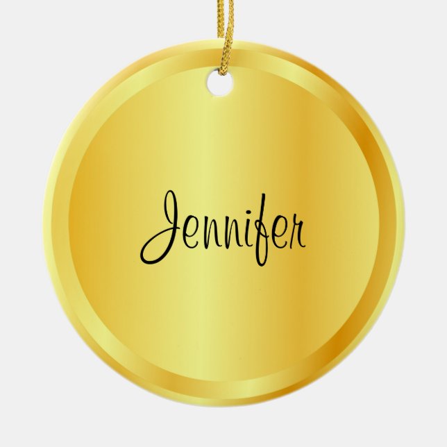 Custom Script Template Faux Gold Metallic Look Ceramic Tree Decoration (Front)