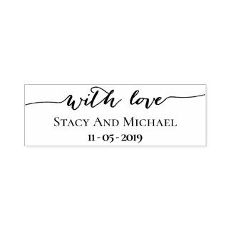 Custom Script Wedding Date With Love Rubber Stamp