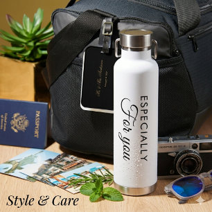 Custom Script White Water Bottle With Self Text