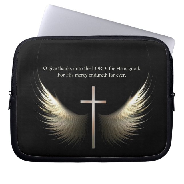 Custom Scripture Christian Cross and Holy Spirit Laptop Sleeve (Front)