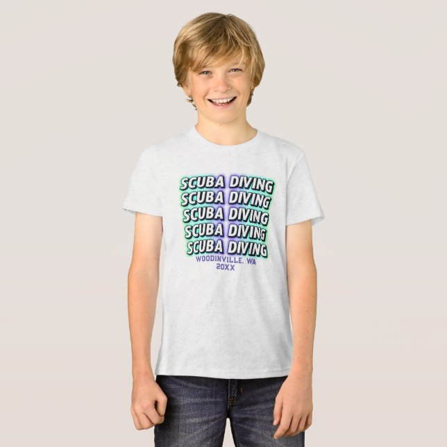 Custom Scuba Diving Diver Location Date Name Tri-Blend Shirt (Front Full)