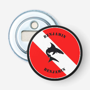 Custom Scuba Diving Flag and Shark Bottle Opener