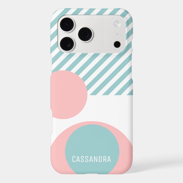 Custom Seafoam Blue Green Blush Pink Circles Art (Back)