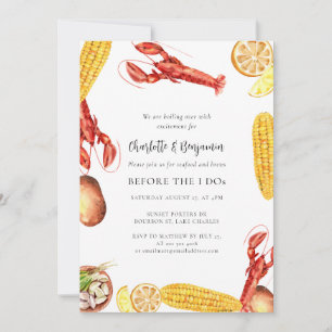 Custom Seafood Boil Before I Do Engagement Party Invitation