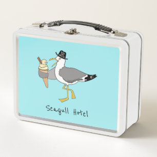 Custom Seagull Illustration Holiday Hotel/Rental Metal Lunch Box