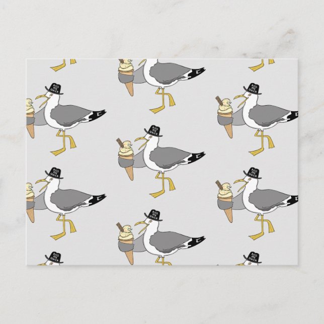 Custom Seagull Illustration Holiday Hotel/Rental Postcard (Front)
