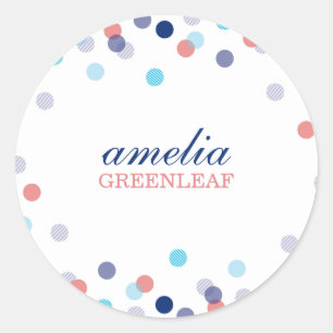 CUSTOM SEAL cute confetti dot pattern coral blue