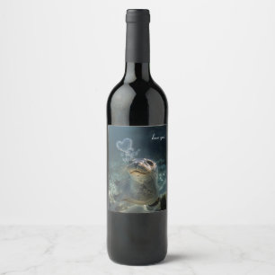Custom Sealed With A Kiss Artisan Aquatic Wine Label