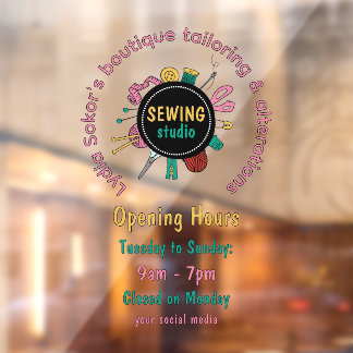 Custom Seamstress Tools QR Code Window Cling