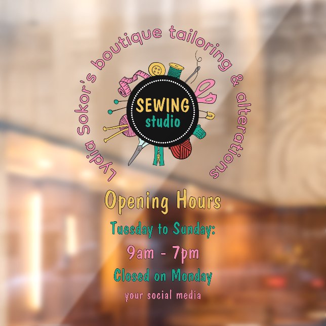 Custom Seamstress Tools QR Code Window Cling (Sheet 2)