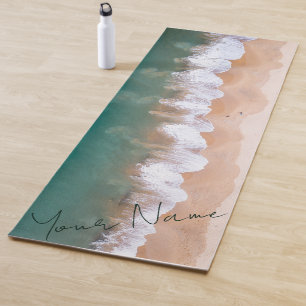 Custom Seashore Beach Calming Sunrise With Name Yoga Mat