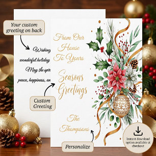 Custom Seasons greetings christmas foliage Holiday Card