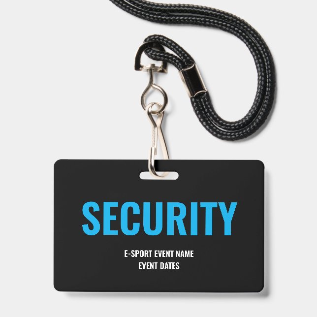 Custom Security Access Minimalist E-Sport Blue ID Badge (Front with Lanyard)
