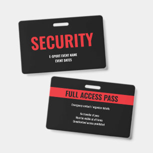 Custom Security Access Minimalist E-Sport Red ID Badge