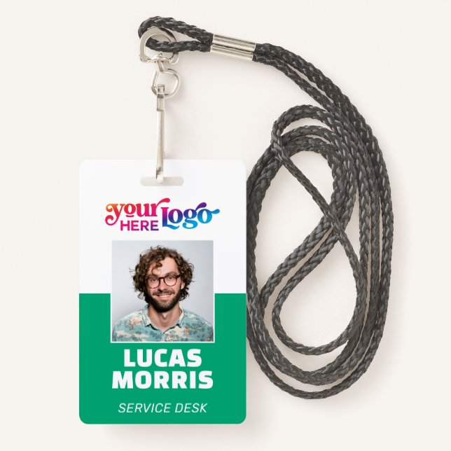 Custom Security Badge Employee/Event ID with Photo ID Badge (Front with Lanyard)