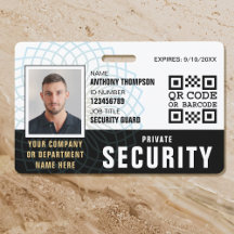 Custom Security Guard ID Photo Black Badge