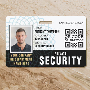 Custom Security Guard ID Photo Black Badge ID Badge