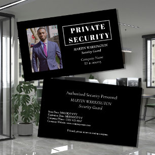 Custom Security Guard ID Photo Black Badge Profe Business Card