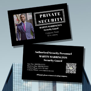 Custom Security Guard ID Photo Black Badge Profe Business Card