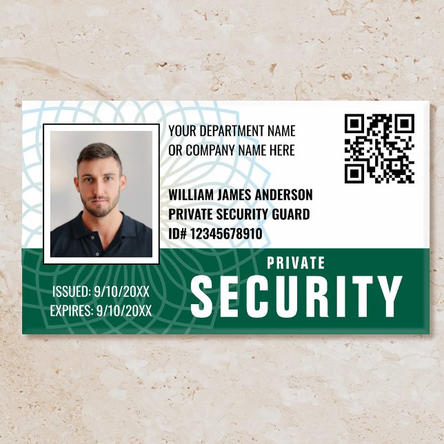 Custom Security Guard ID Photo Green Tag Badge (Creator Uploaded)