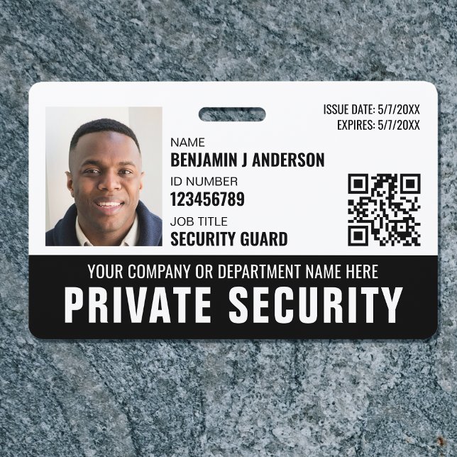 Custom Security Guard ID Photo Logo Name Black Badge (Creator Uploaded)