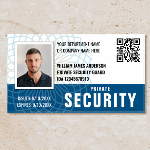 Custom Security Guard ID Photo Name Blue Tag Badge