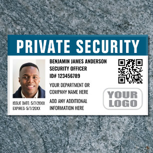 Custom Security Guard ID Photo Name Logo Teal Tag